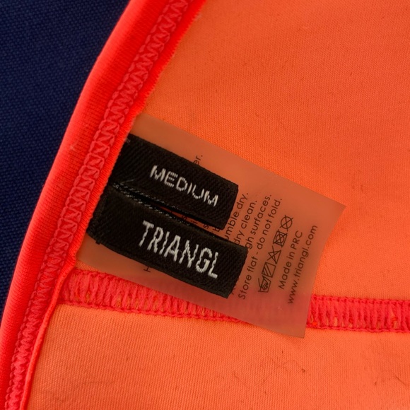 TRIANGL Swimwear Farrah Neoprene Bikini Top Neon Orange Medium some wear - Picture 3 of 6